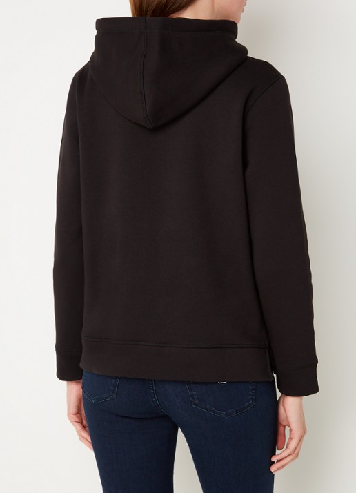 Tommy Hilfiger Hoodie van fleece met logoborduring - achterkant 3 zwart