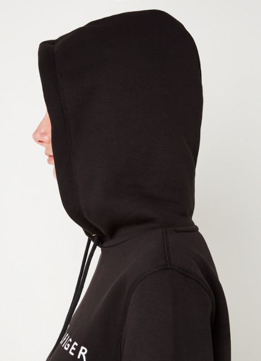 Tommy Hilfiger Hoodie van fleece met logoborduring - detail 5 zwart