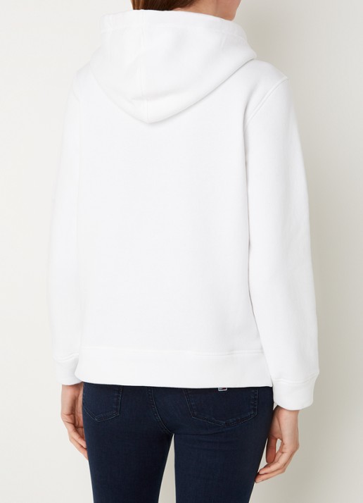 Tommy Hilfiger Hoodie van fleece met logoborduring - achterkant wit