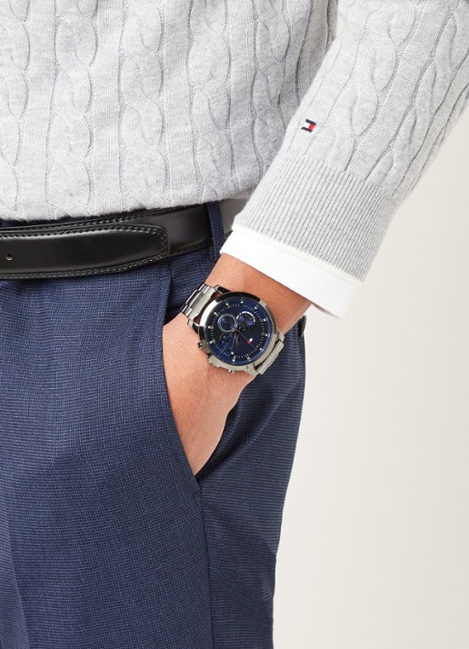 Tommy Hilfiger Horloge TH1791796 - voorkant 4 donkergrijs