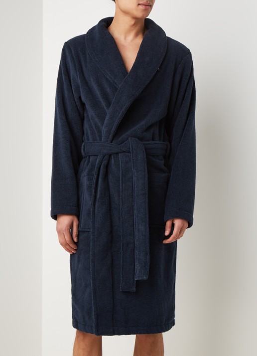 Tommy Hilfiger Icon badjas van katoen - detail donkerblauw