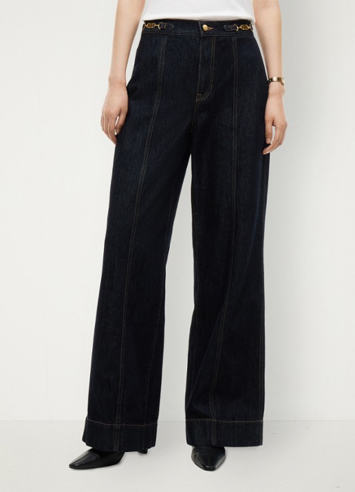 Tommy Hilfiger Indie '70s high waist wide leg jeans met donkere wassing