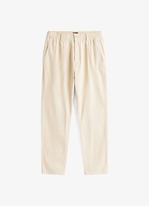 Tommy Hilfiger Isaac relaxed fit chino met steekzakken - voorkant beige