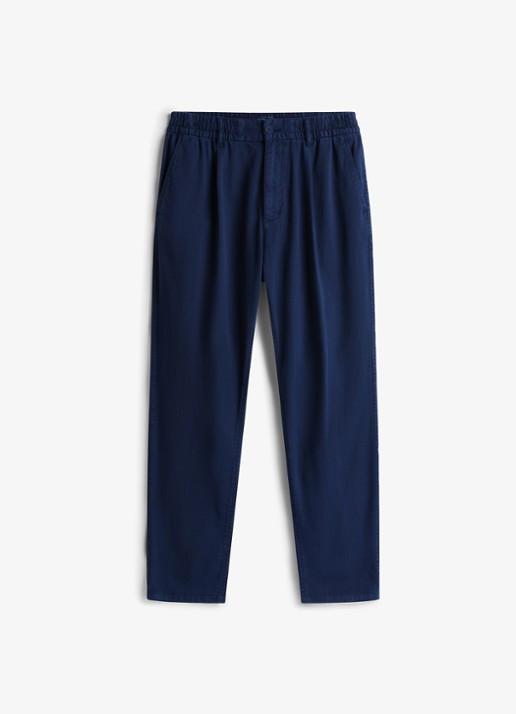 Tommy Hilfiger Isaac relaxed fit chino met steekzakken - voorkant donkerblauw
