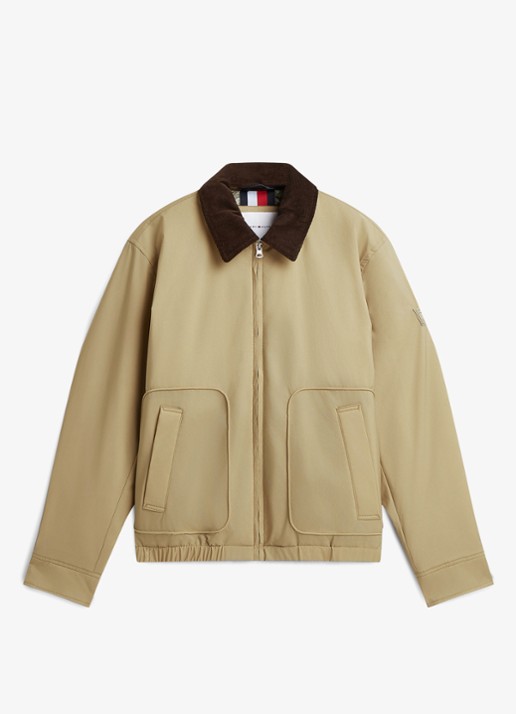 Tommy Hilfiger  Ivy jas met details van corduroy  - voorkant 3 khaki