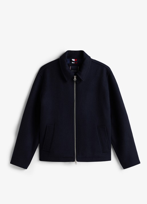 Tommy Hilfiger Jack in wolbend met steekzakken - voorkant 2 donkerblauw