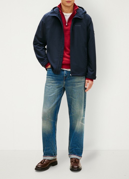 Tommy Hilfiger Jack met logo en steekzakken - voorkant 3 donkerblauw