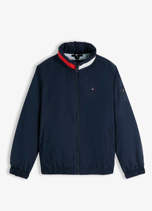 Tommy Hilfiger Jack met logo en steekzakken - voorkant dark night navy-c1g