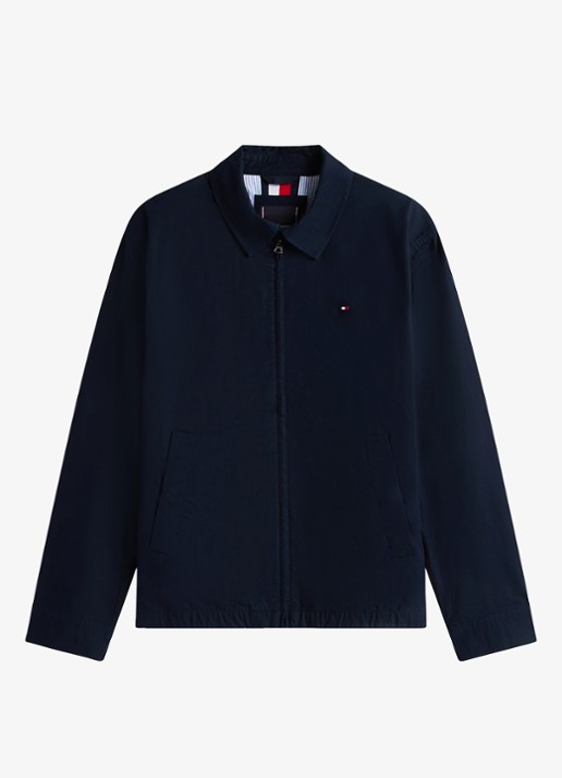 Tommy Hilfiger Jack met logoborduring - voorkant 2 donkerblauw