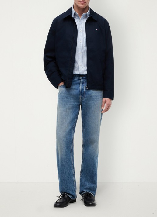 Tommy Hilfiger Jack met logoborduring - voorkant 3 donkerblauw