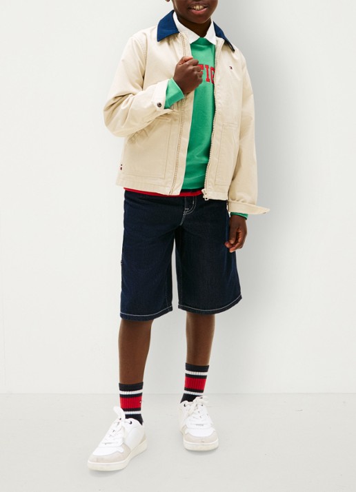 Tommy Hilfiger Jack met logoborduring - voorkant 6 beige