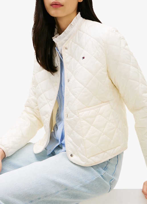 Tommy Hilfiger Jack met quilt patroon en steekzakken - detail 3 beige