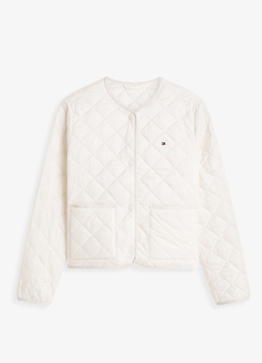 Tommy Hilfiger Jack met quilt patroon en steekzakken - voorkant 4 beige