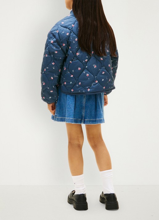 Tommy Hilfiger Jack met quilt patroon en steekzakken - achterkant donkerblauw