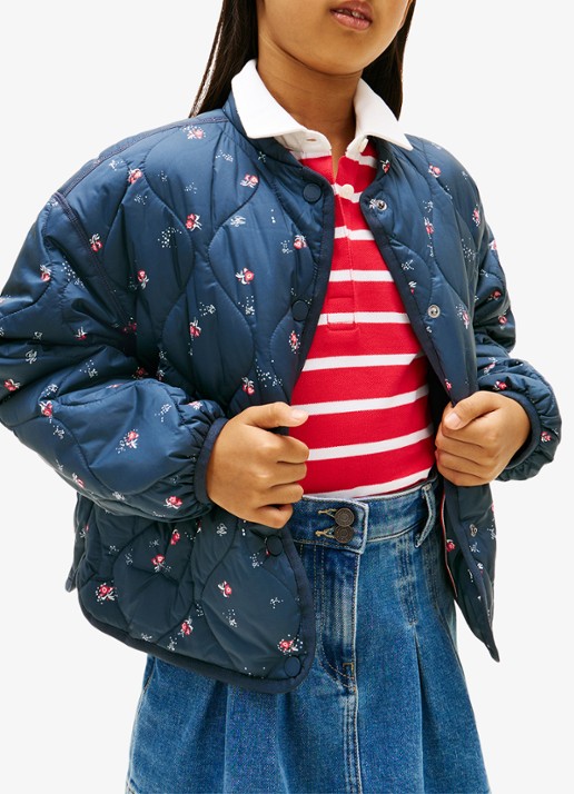 Tommy Hilfiger Jack met quilt patroon en steekzakken - detail 4 donkerblauw