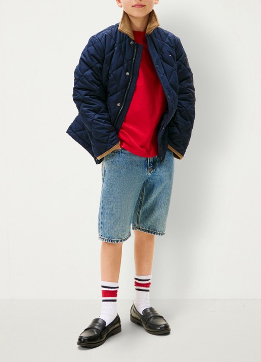 Tommy Hilfiger Jack met quilt patroon - voorkant 6 blauw