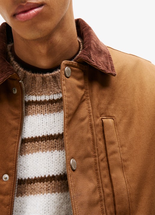 Tommy Hilfiger Jack van corduroy met teddy voering - detail 2 oranjebruin