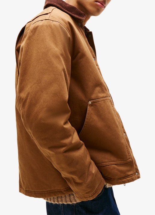 Tommy Hilfiger Jack van corduroy met teddy voering - detail 3 oranjebruin