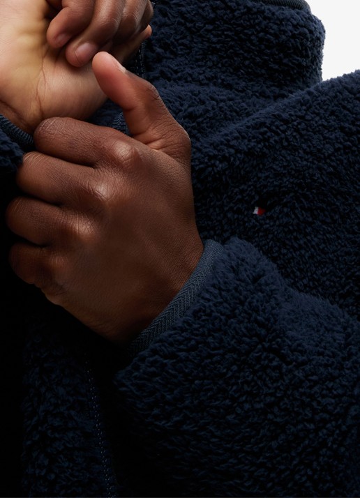 Tommy Hilfiger Jack van fleece met logo - detail 5 donkerblauw