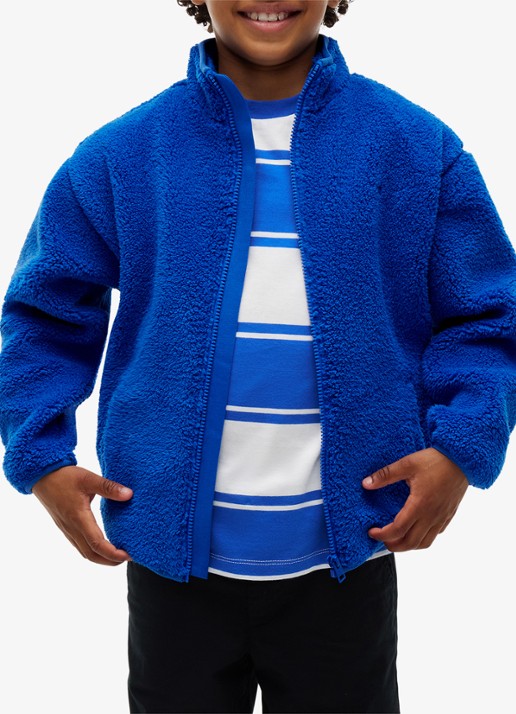 Tommy Hilfiger Jack van fleece met logo - detail 4 blauw