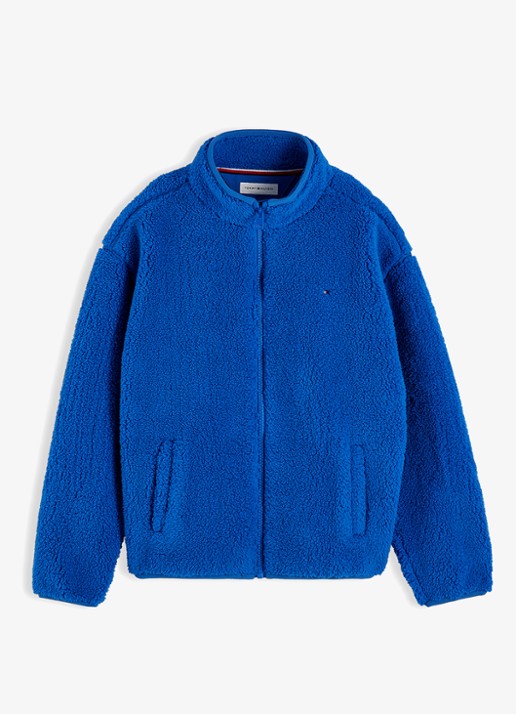 Tommy Hilfiger Jack van fleece met logo - voorkant 2 blauw