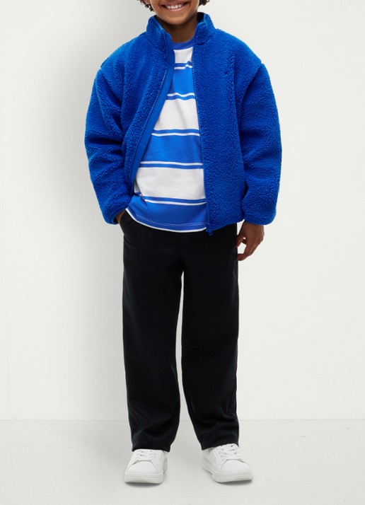 Tommy Hilfiger Jack van fleece met logo - voorkant 3 blauw