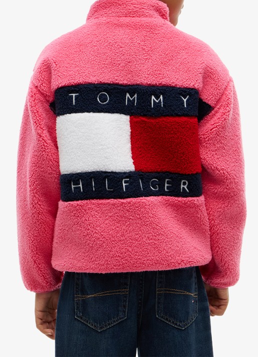 Tommy Hilfiger Jack van fleece met logo - achterkant roze