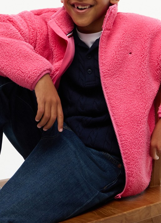 Tommy Hilfiger Jack van fleece met logo - detail 5 roze