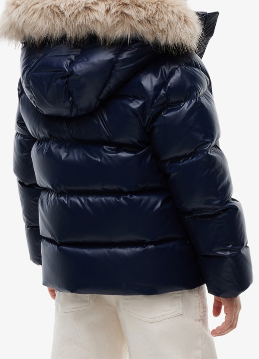 Tommy Hilfiger Jas met donsvulling en capuchon - achterkant 6 donkerblauw