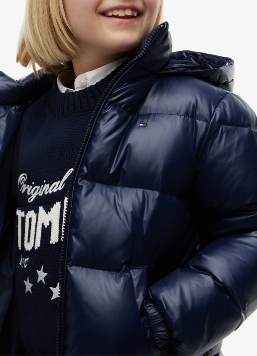 Tommy Hilfiger Jas met donsvulling en capuchon - detail 2 donkerblauw