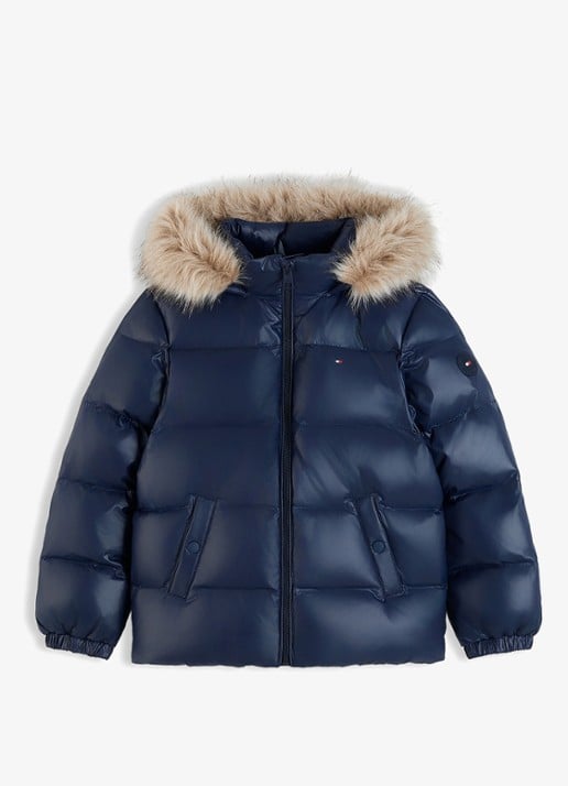 Tommy Hilfiger Jas met donsvulling en capuchon - voorkant 4 donkerblauw
