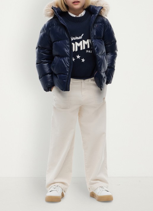 Tommy Hilfiger Jas met donsvulling en capuchon - voorkant 5 donkerblauw