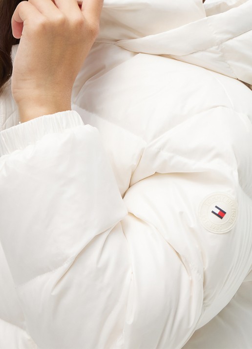 Tommy Hilfiger Jas met donsvulling en capuchon - detail 3 gebroken wit