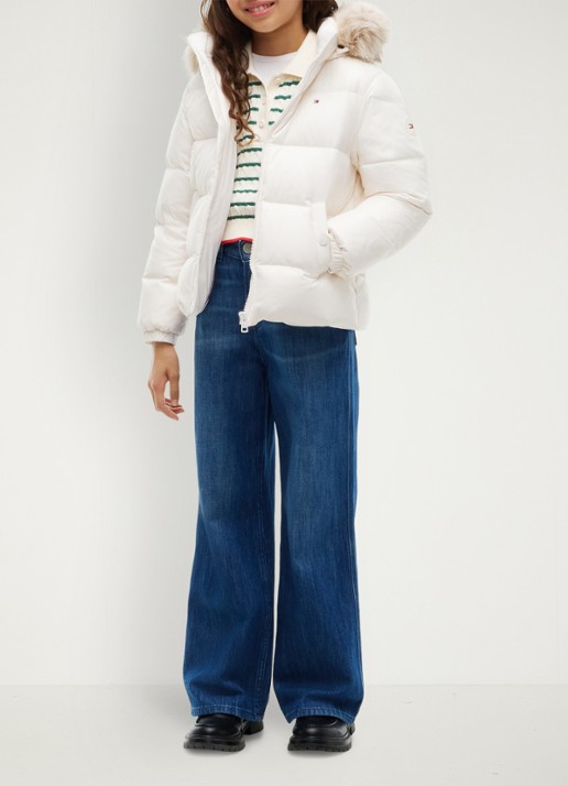 Tommy Hilfiger Jas met donsvulling en capuchon - voorkant 5 gebroken wit