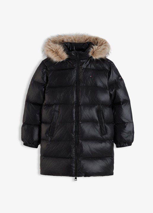 Tommy Hilfiger Jas met donsvulling en capuchon - voorkant 2 zwart