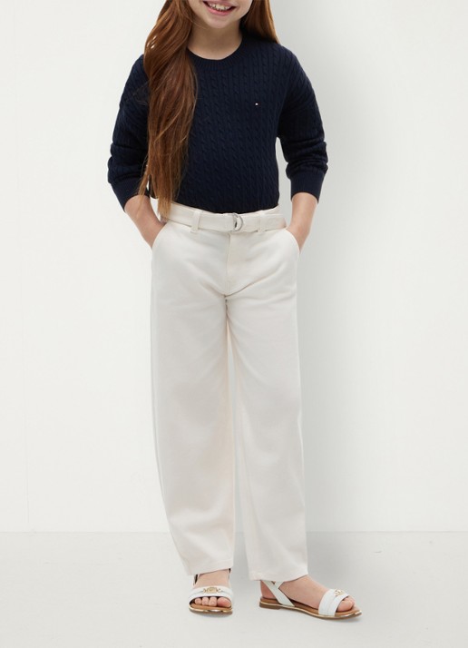 Tommy Hilfiger Jeans met ceintuur - voorkant 2 wit