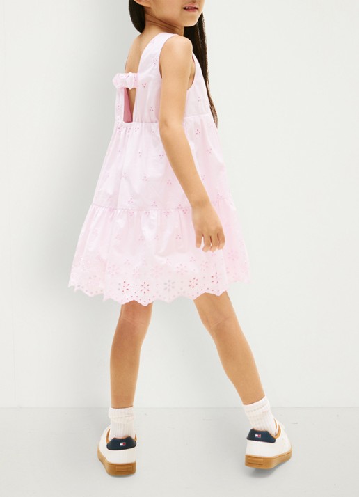 Tommy Hilfiger Jurk met broderie en logoborduring - achterkant roze