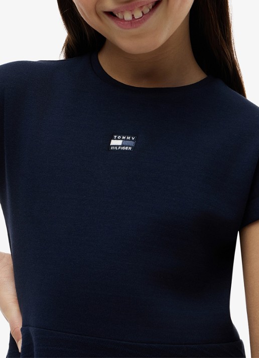 Tommy Hilfiger Jurk met logoborduring - detail donkerblauw