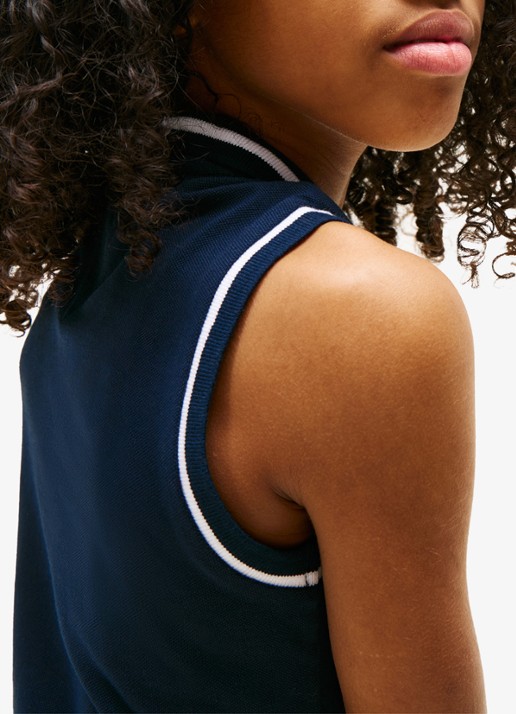 Tommy Hilfiger Jurk met polokraag - detail donkerblauw