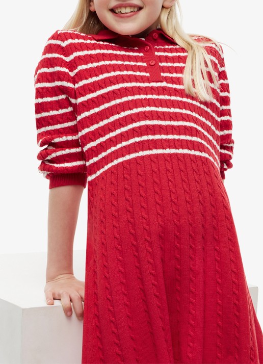 Tommy Hilfiger Jurk met streepprint - detail rood