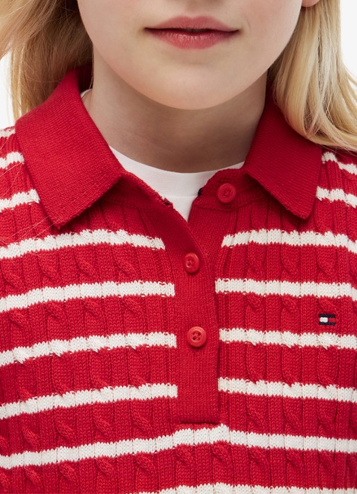Tommy Hilfiger Jurk met streepprint - detail 2 rood