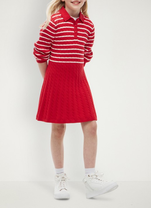 Tommy Hilfiger Jurk met streepprint - voorkant 5 rood