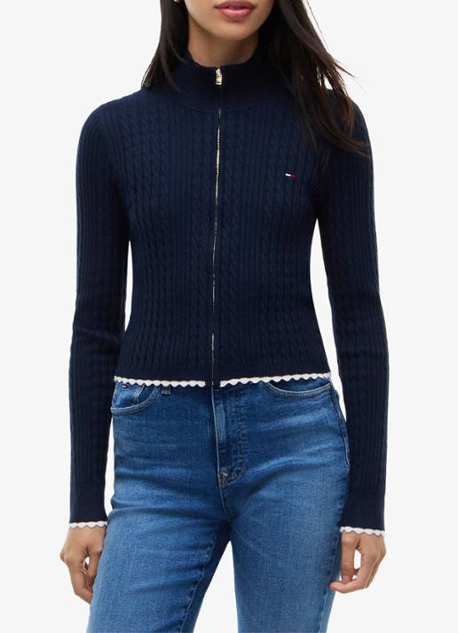 Tommy Hilfiger Kabelgebreid vest met logo