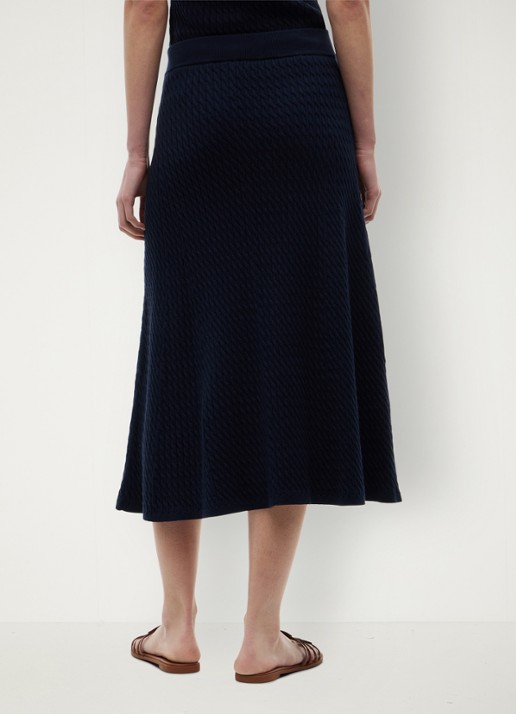 Tommy Hilfiger Kabelgebreide midi rok met logoborduring - achterkant 5 donkerblauw