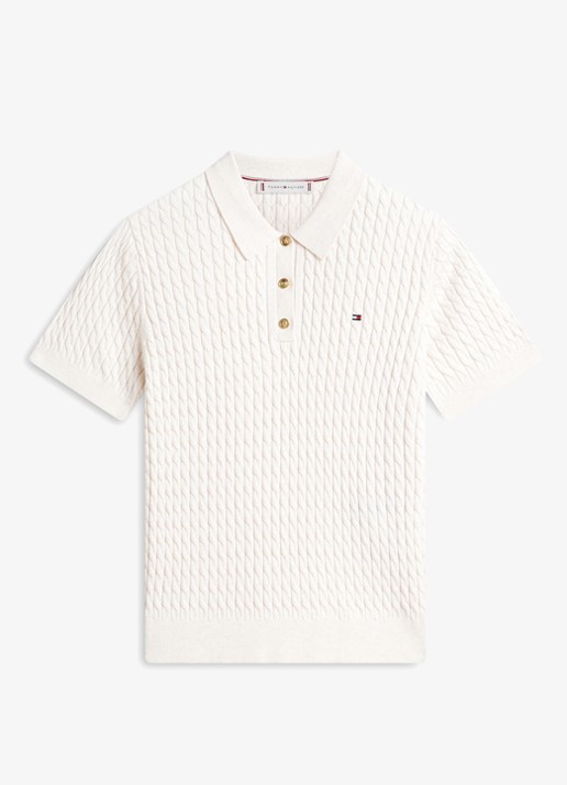 Tommy Hilfiger Kabelgebreide polo met logoborduring