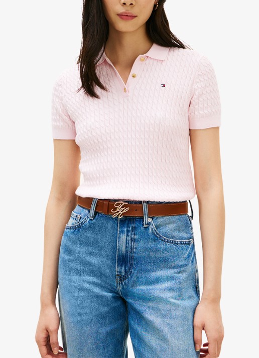 Tommy Hilfiger Kabelgebreide polo met logoborduring