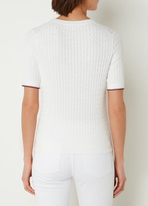 Tommy Hilfiger Kabelgebreide top met logoborduring - achterkant 4 wit