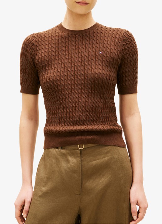 Tommy Hilfiger Kabelgebreide top met logoborduring