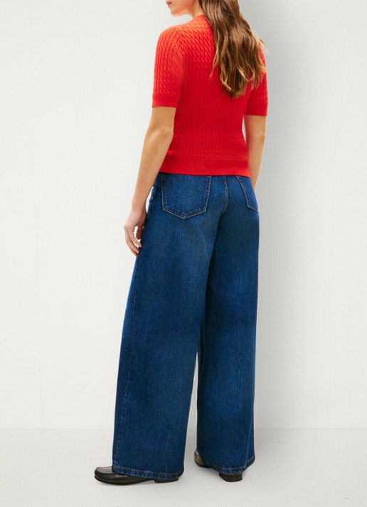 Tommy Hilfiger Kabelgebreide top met logoborduring - achterkant 5 rood