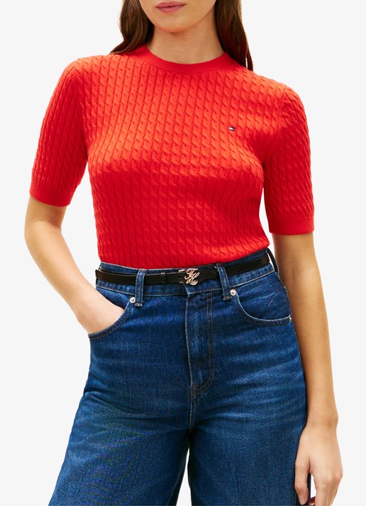 Tommy Hilfiger Kabelgebreide top met logoborduring